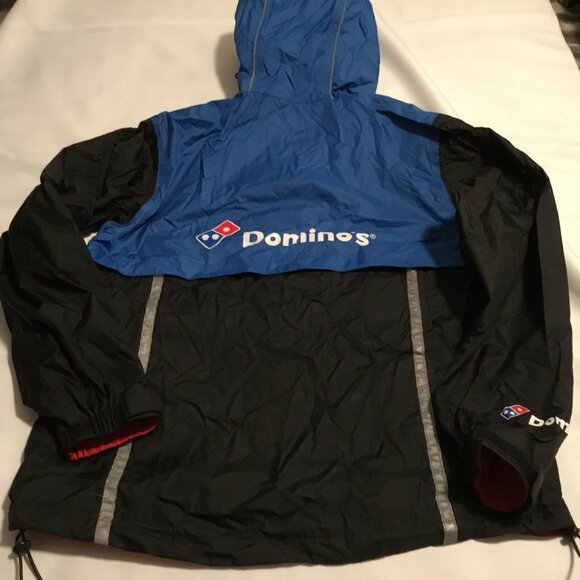 Domino's Gear Jacket Men's Medium Hooded Windbreaker Reflective Pizza Delivery - Picture 8 of 11